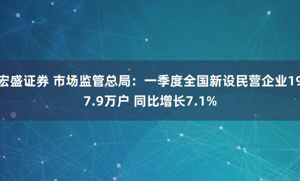 宏盛证券 市场监管总局：一季度全国新设民营企业197.9万户 同比增长7.1%